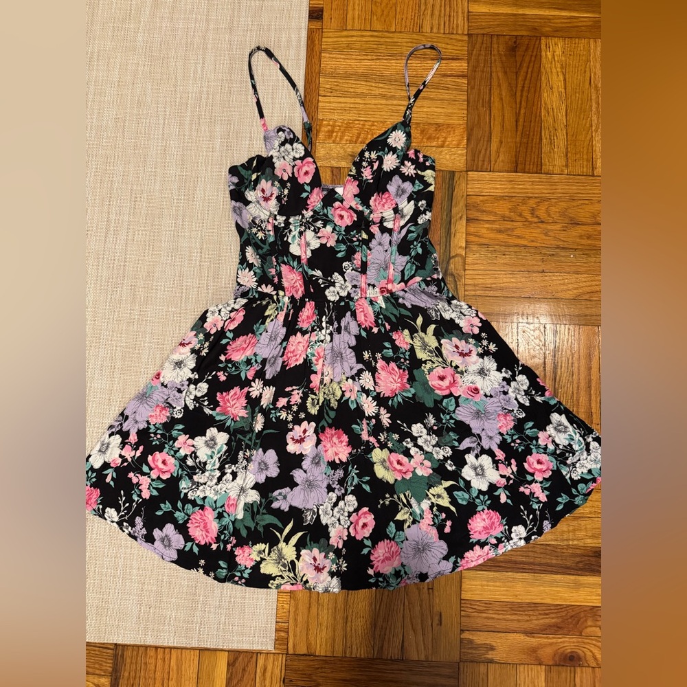 Floral Dress in Black and Pink